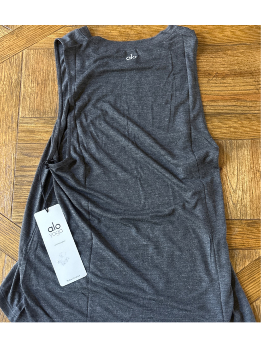 Alo Yoga dark grey heather tank top size S Charcoal
